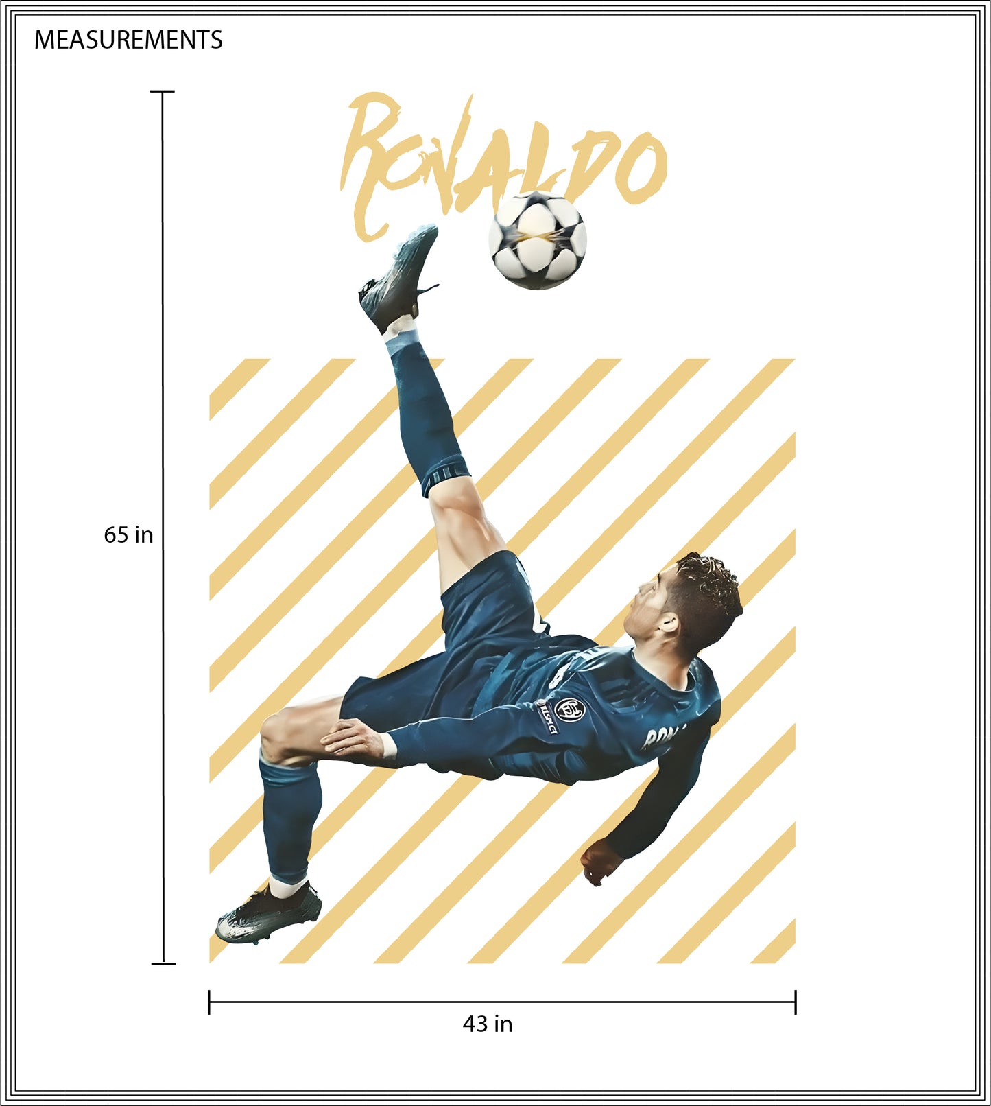 Cristiano Ronaldo Wall Decal Bicycle Kick Wall Mural Sport Star Wall Sticker For Kids Room Decor