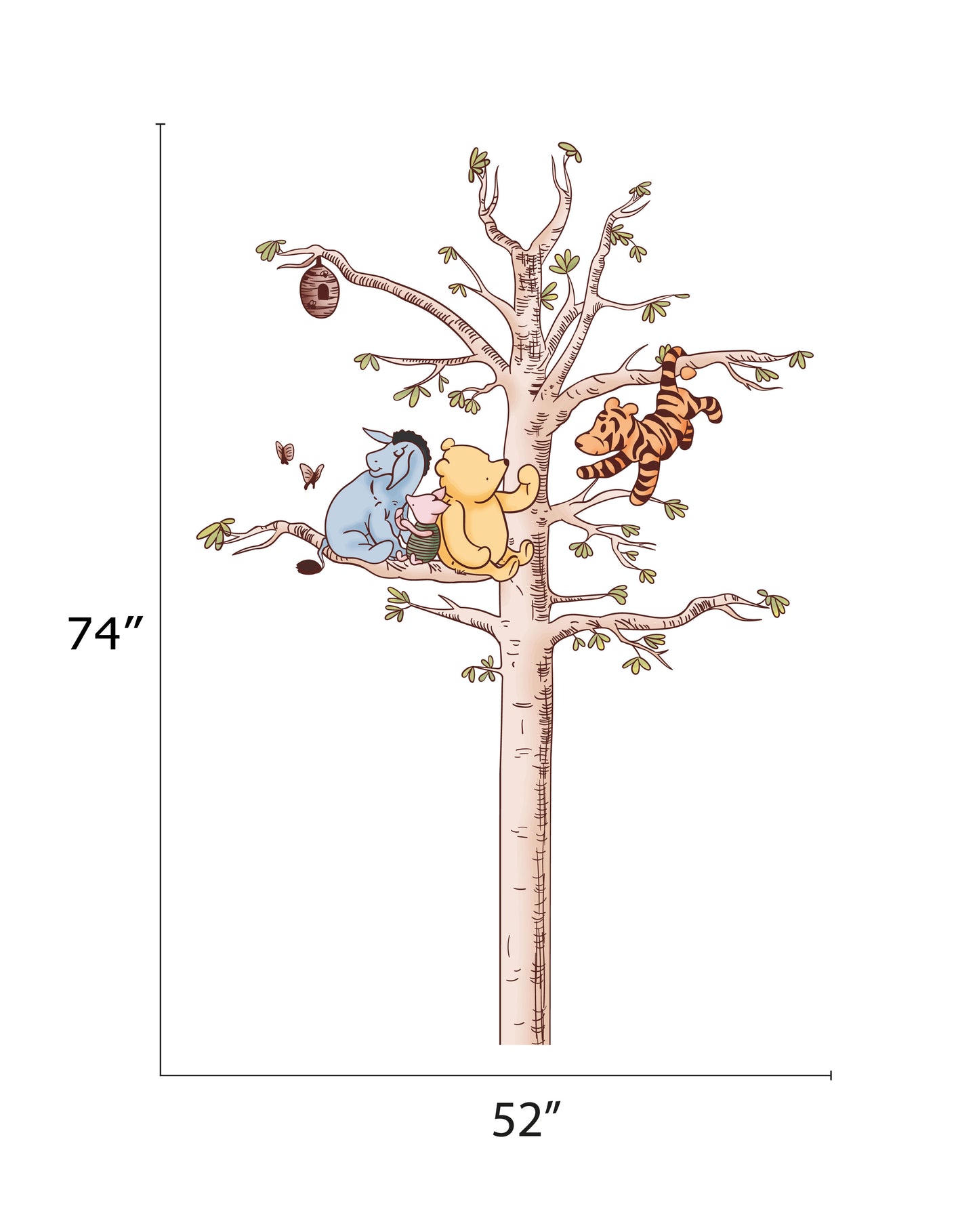Classic Winnie the Pooh , Tiger And Piglet playing on Tree Wall Decal Sticker Art Home Decor For Baby Nursery
