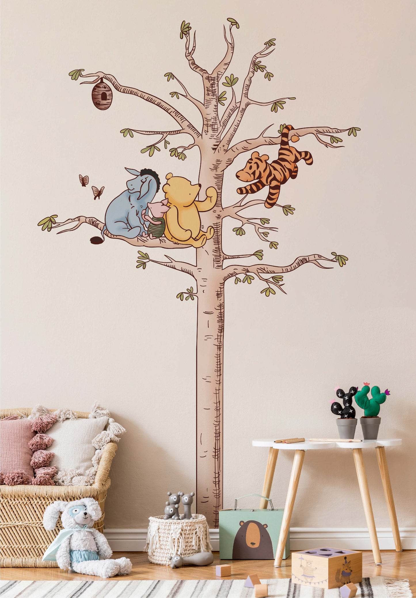 Classic Winnie the Pooh , Tiger And Piglet playing on Tree Wall Decal Sticker Art Home Decor For Baby Nursery
