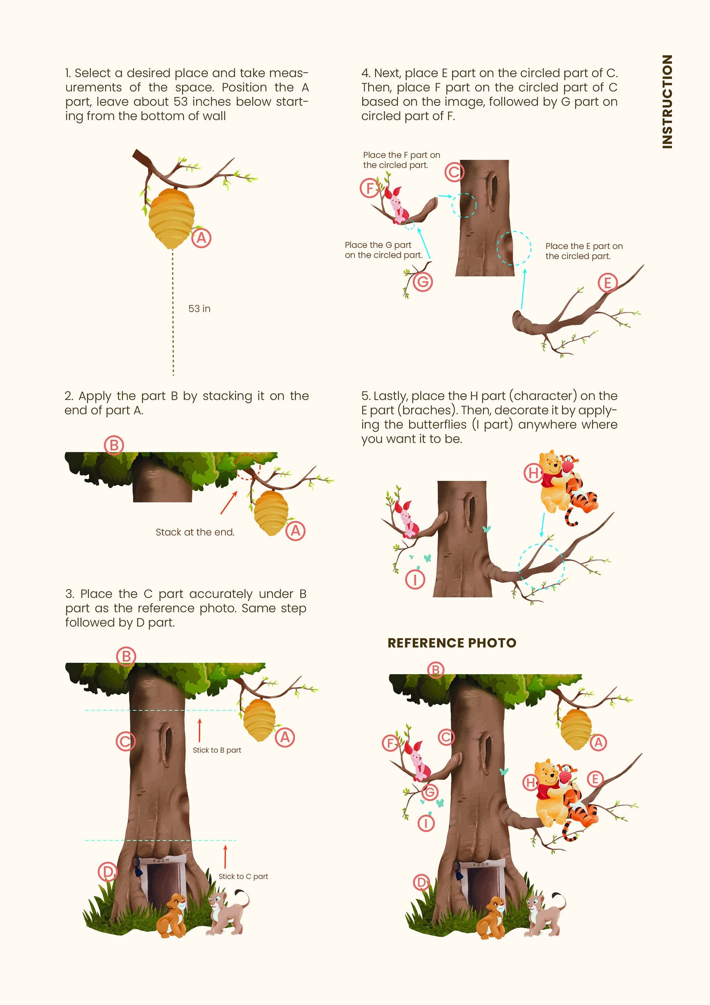 Disney Winnie the Pooh And Tigger In Tree With Lion Wall Decal Sticker Baby Nursery Room decoration
