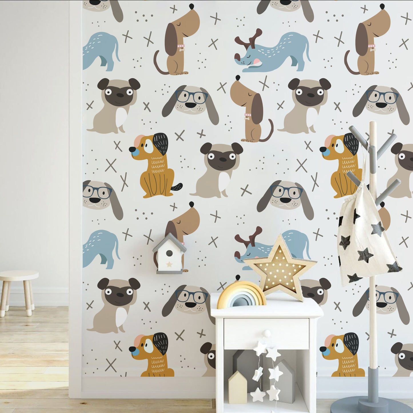 Peel And Sticker Vinyl Decal Puppy Dog Wallpaper Wall Decal Sticker Art Doggie Wall Mural For Baby Nursery And Kid Room Decor