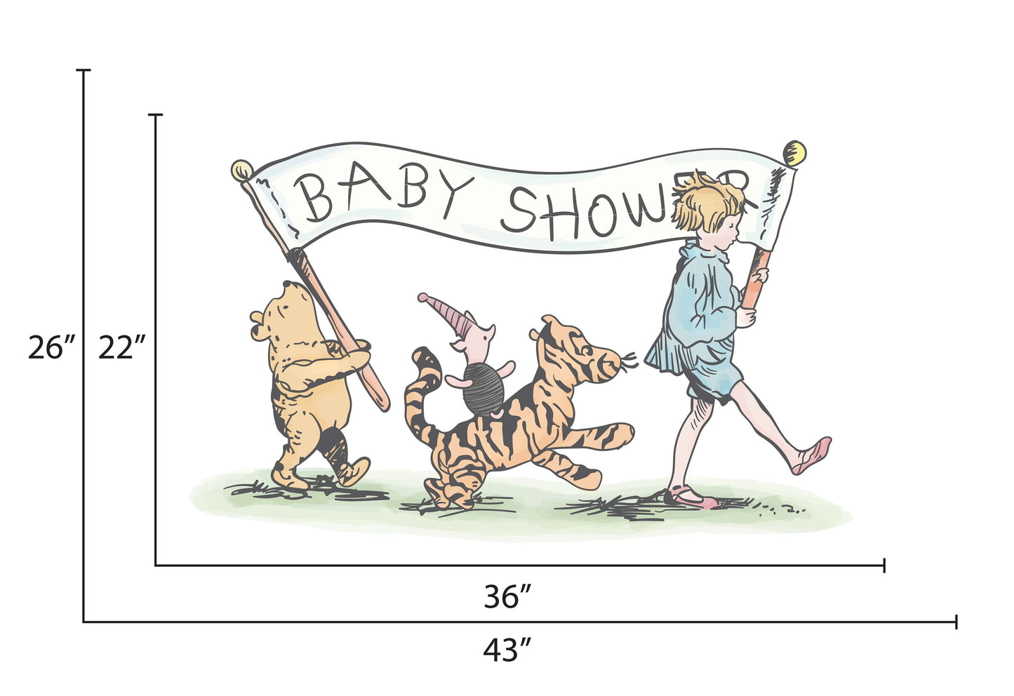 Baby Shower Decor Classic Winnie the Pooh Wall Decal Eeyore Wall Sticker Disney Wall Art Baby Shower Decal And Baby Birthday Decor