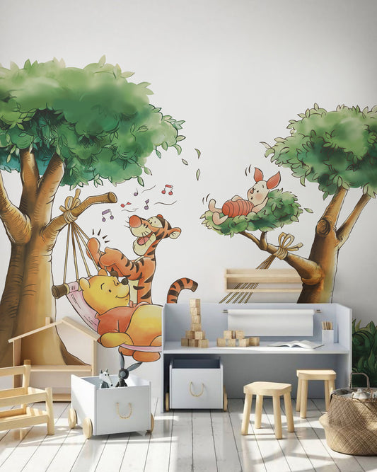 Winnie The Pooh Hammock Tiger And Piglet Wall Decal Sticker Wallpaper for baby and kid room