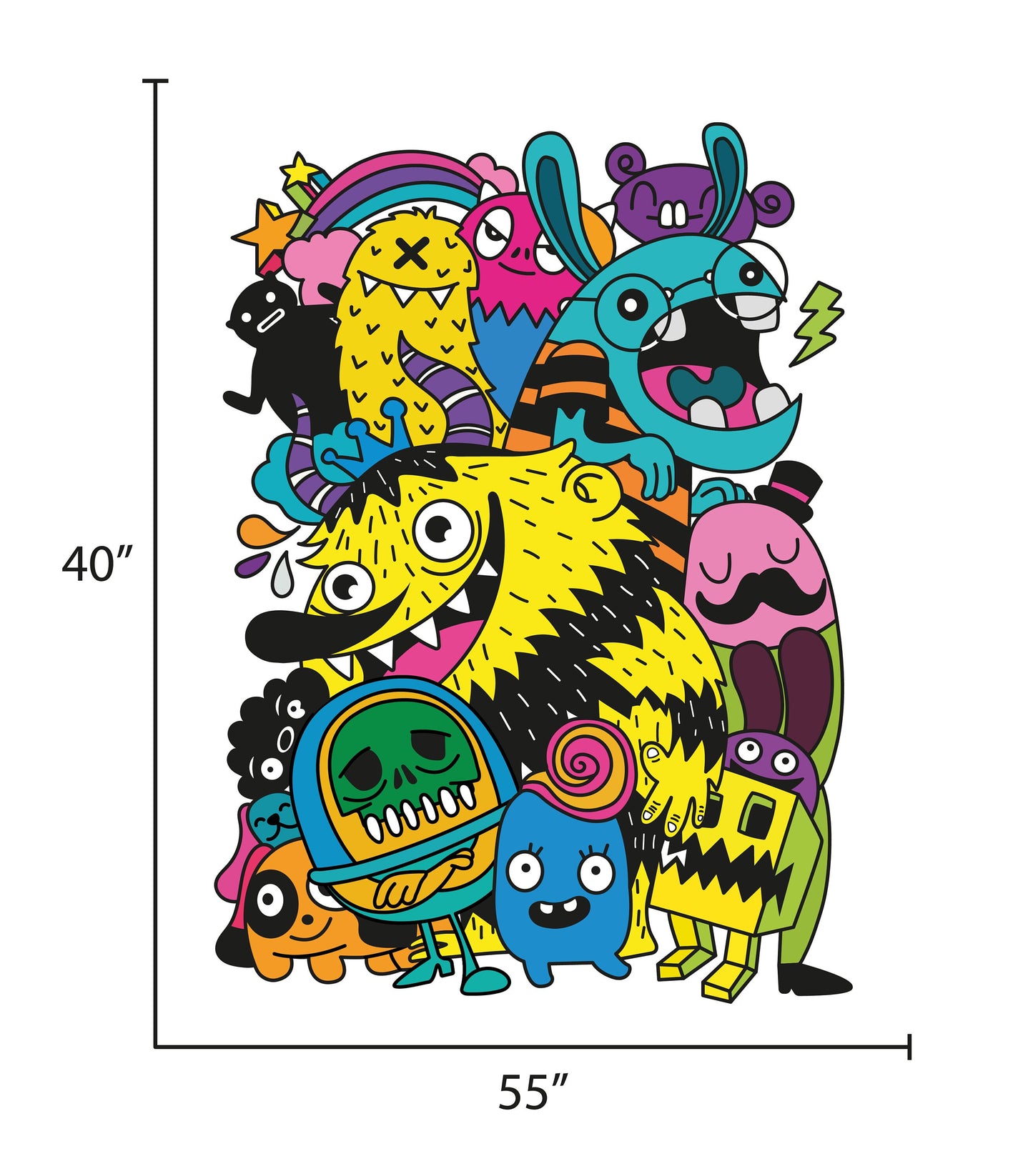 Removable Monster Pop Art Designer Wall Decal Wall Mural Sticker for kid