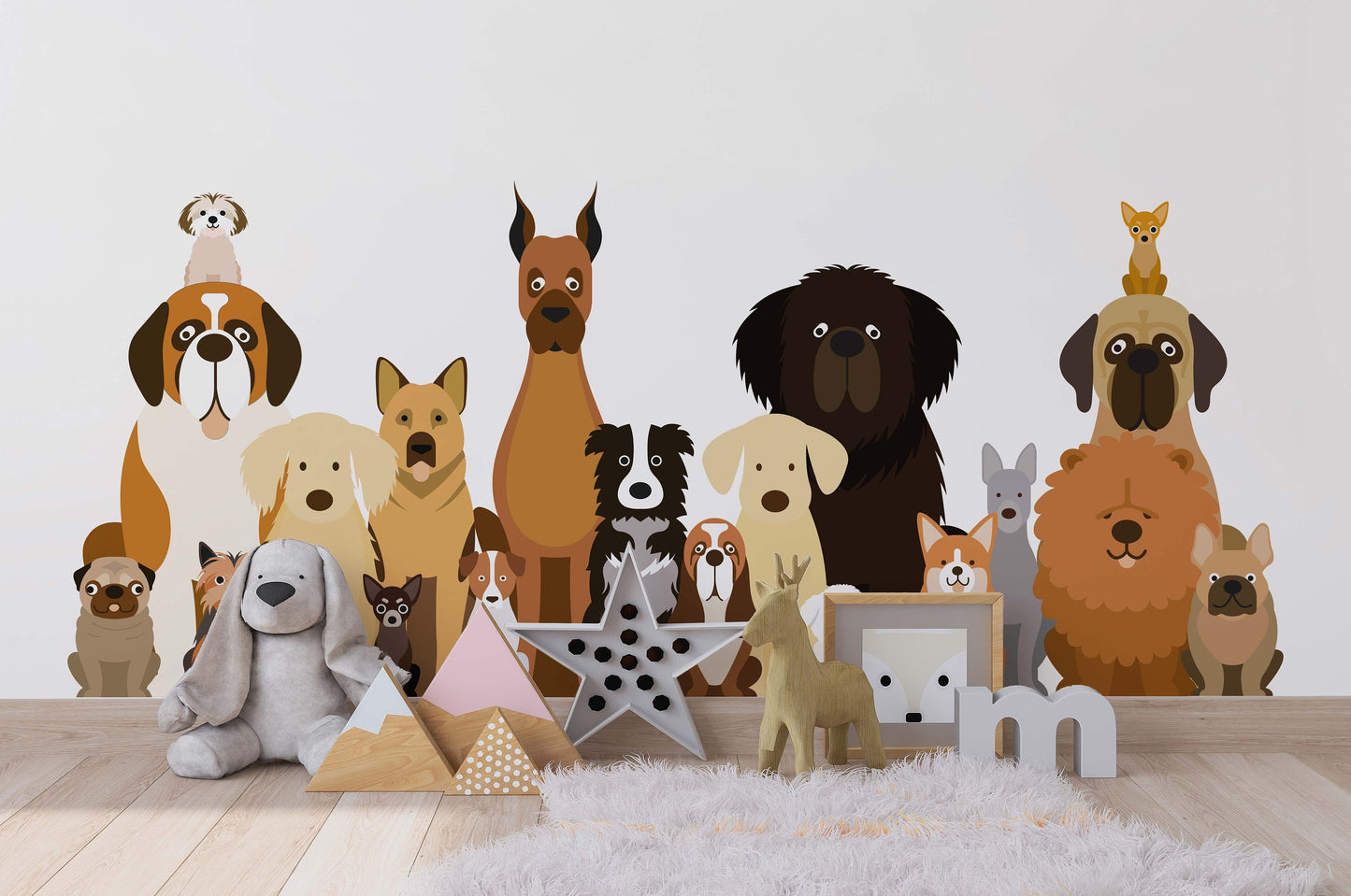 Removable Dog Wall Decal Dog Wall Art Puppies Wall Sticker Doggy Wallpaper For Baby Nursery Pet Shop And Dog Lover