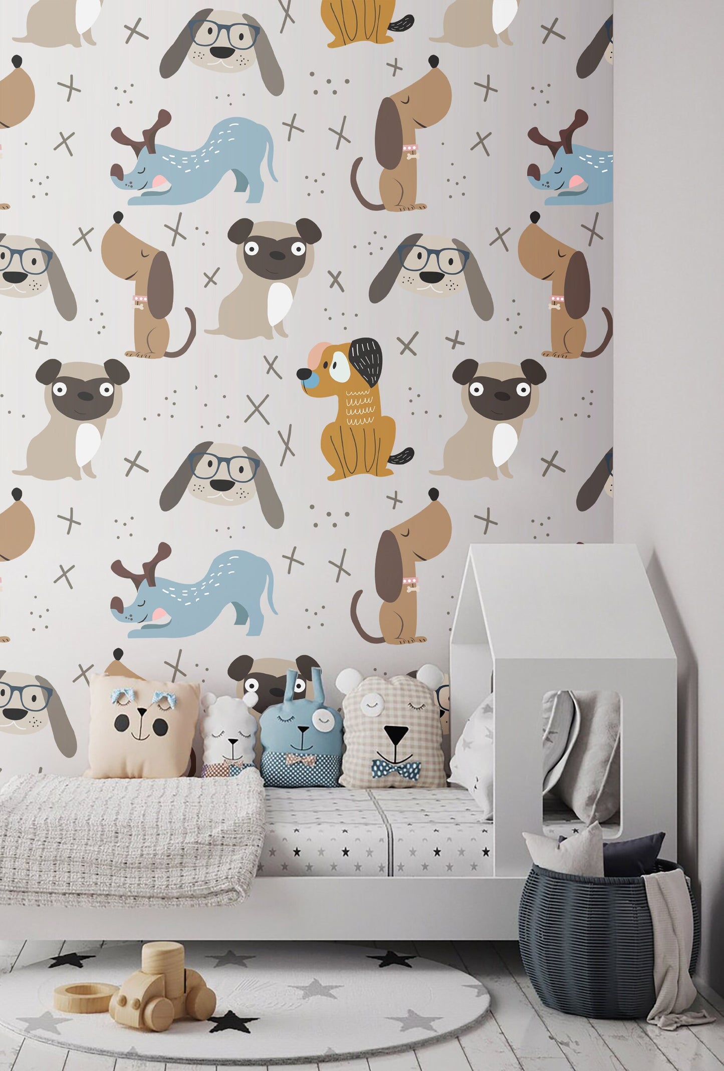 Peel And Sticker Vinyl Decal Puppy Dog Wallpaper Wall Decal Sticker Art Doggie Wall Mural For Baby Nursery And Kid Room Decor