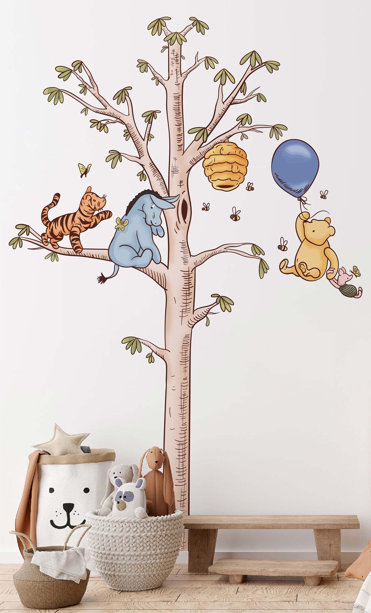 Disney Classic Winnie the Pooh Wall Art Tiger Eeyore piglet on Tree Wall Decal Wall Sticker Wallpaper Nursery Wall Art Kids room Decor